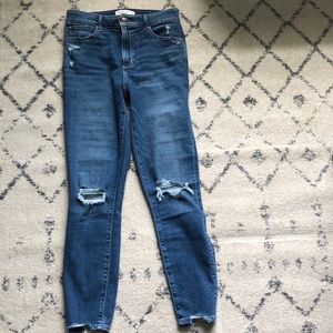 Abercrombie & Fitch high rise skinny jeans raw hem